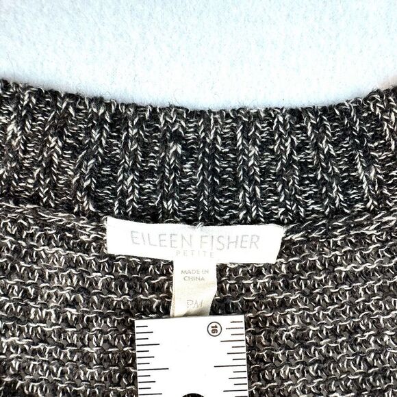 Eileen Fisher %100 Linen Black and White V Neck Sweater Women's Petite M PM - Picture 3 of 12